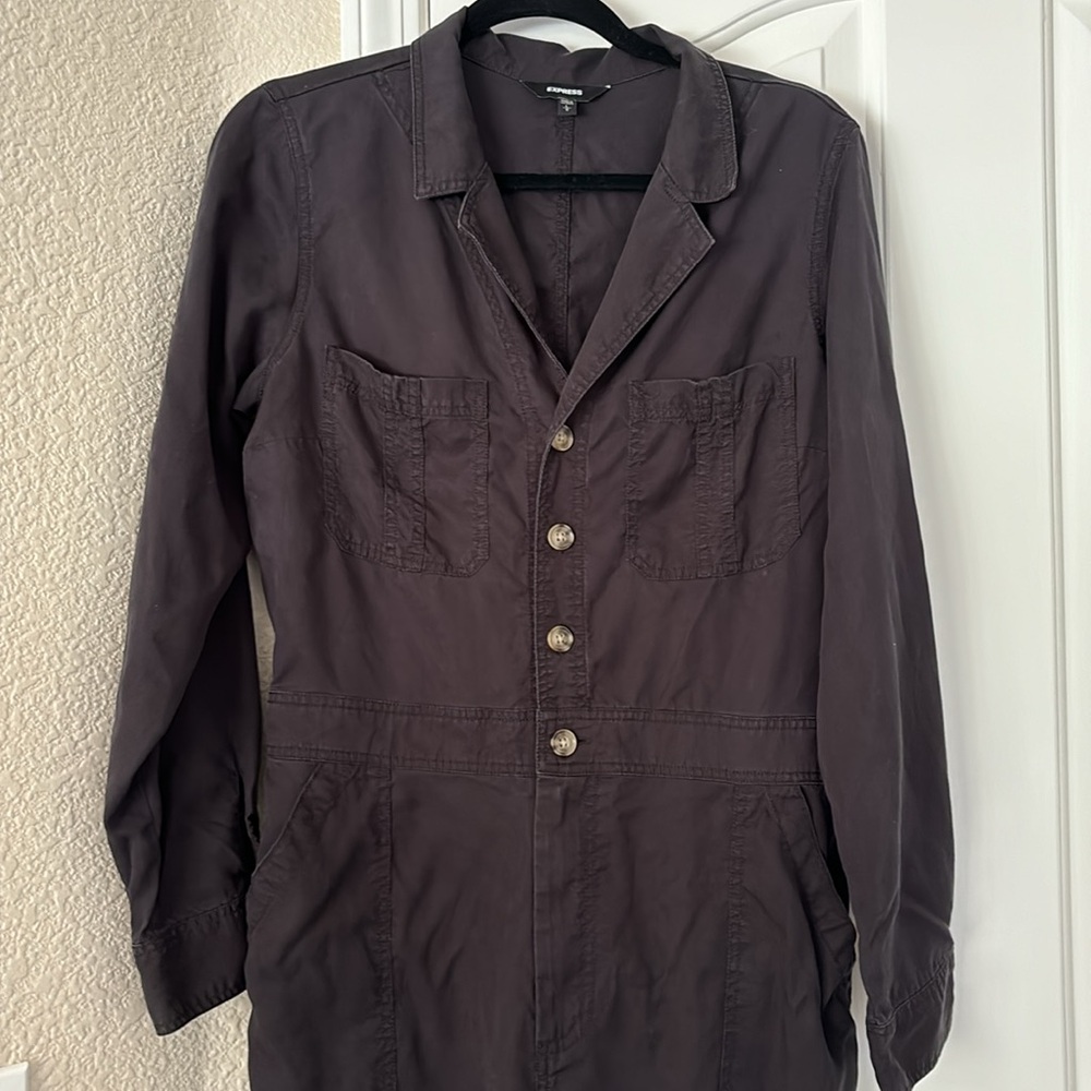 Black one piece button and zippered jumpsuit - size L